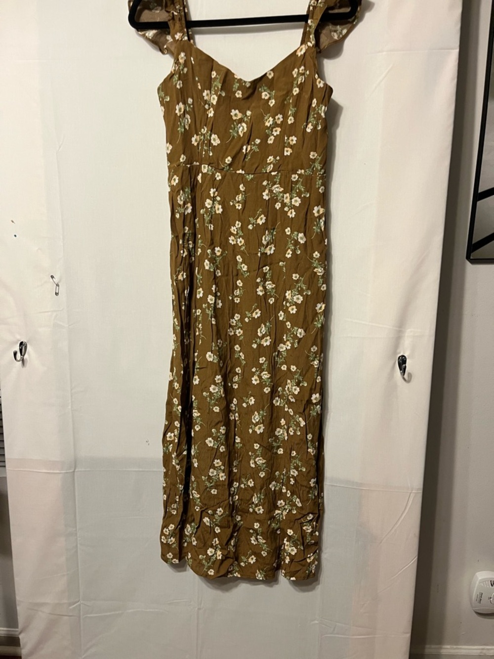 Workshop Republic Clothing Olive Brown Floral Maxi Dress
